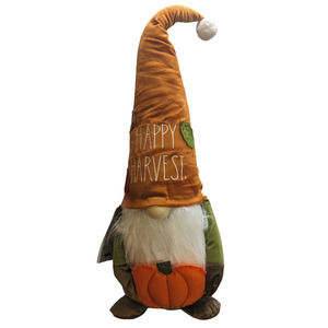 Rae Dunn Thanksgiving HAPPY HARVEST Tall Plush Gnome with Pumpkin